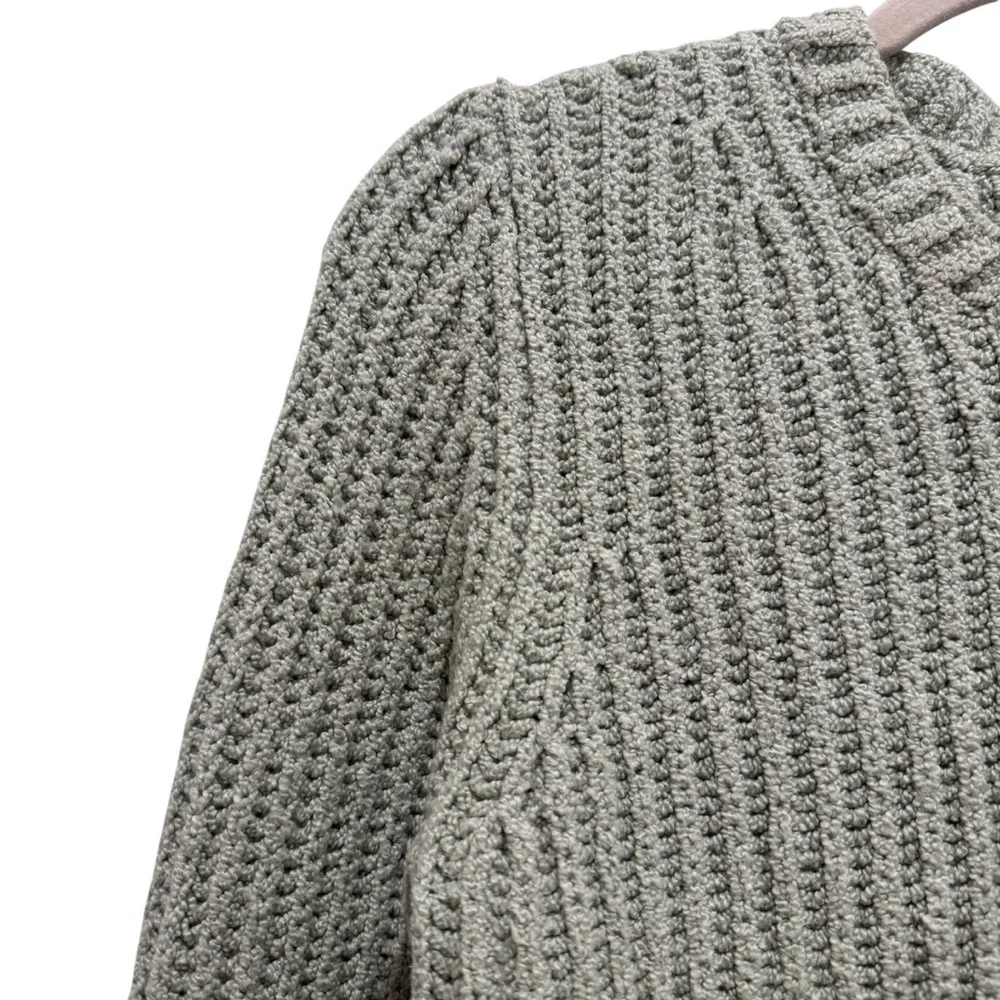 NWT Vince Crimped Cotton Crewneck Knit Sweater Cotton Blend Green Sz S